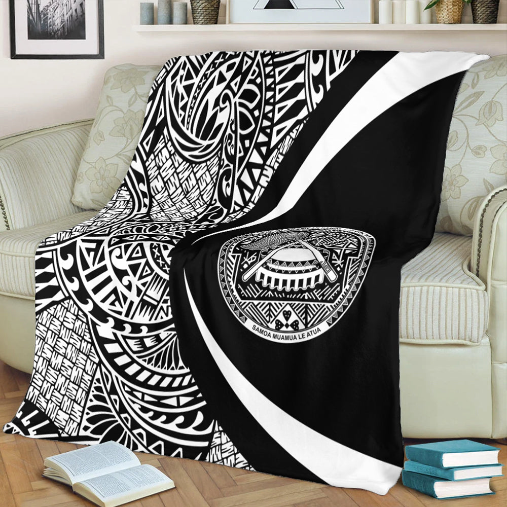 American Samoa Premium Blanket Lauhala White Circle Style