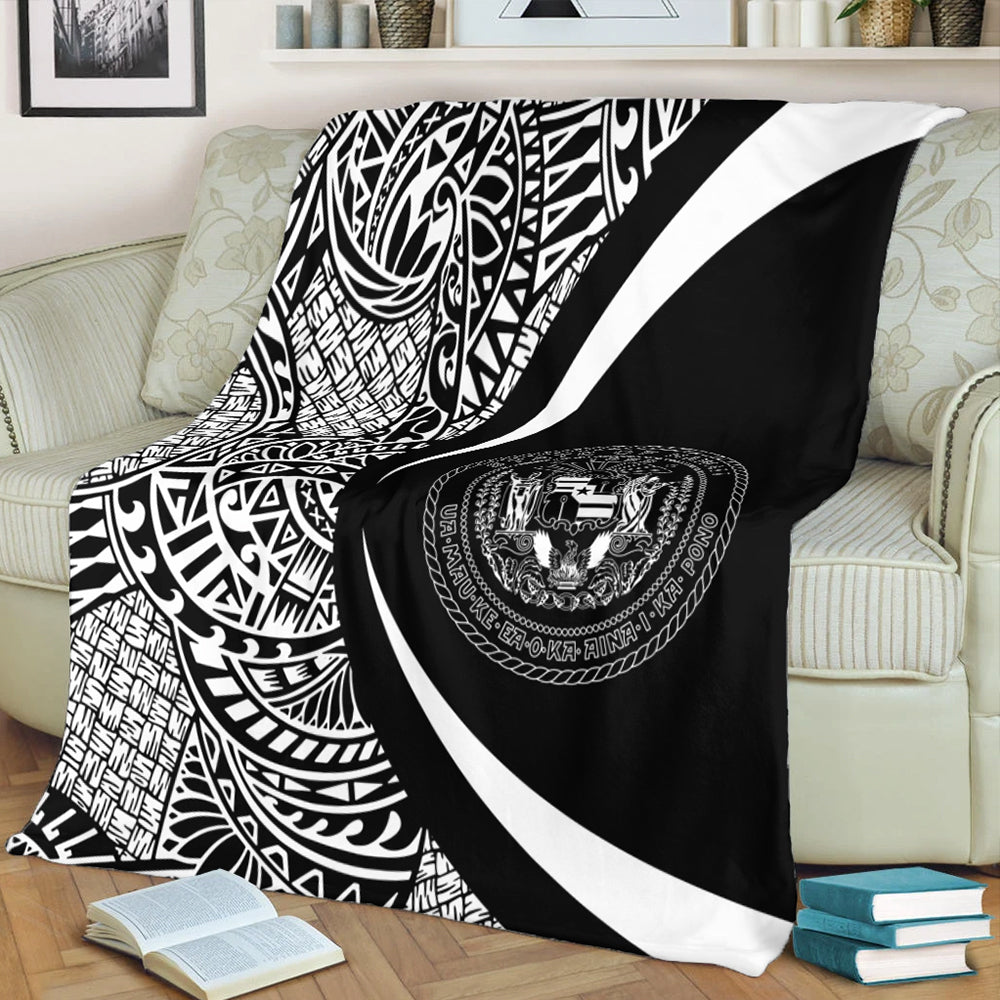Hawaii Premium Blanket Coat Of Arm Lauhala White Circle