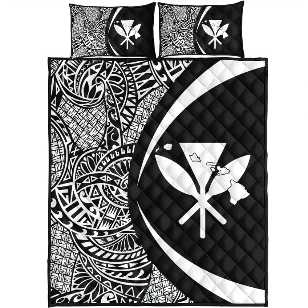 Hawaii Quilt Bed Set Kanaka Maoli Hawaiian Map Lauhala White Circle
