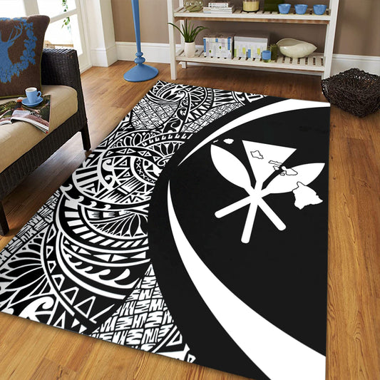 Hawaii Area Rug Kanaka Maoli Hawaiian Map Lauhala White Circle