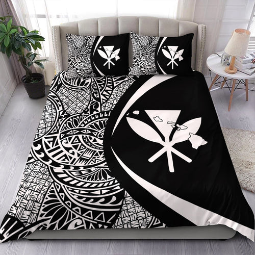 Hawaii Bedding Set Kanaka Maoli Hawaiian Map Lauhala White Circle