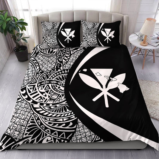 Hawaii Bedding Set Kanaka Maoli Hawaiian Map Lauhala White Circle