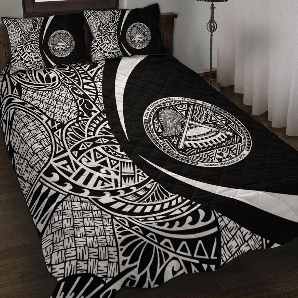American Samoa Quilt Bed Set Lauhala White Circle Style
