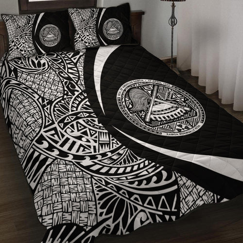 American Samoa Quilt Bed Set Lauhala White Circle Style