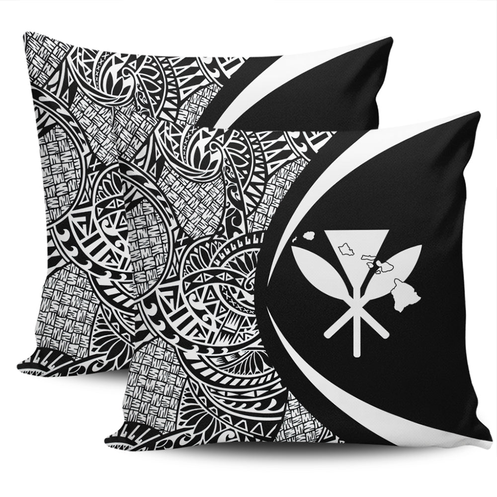 Hawaii Pillow Cover Kanaka Maoli Hawaiian Map Lauhala White Circle