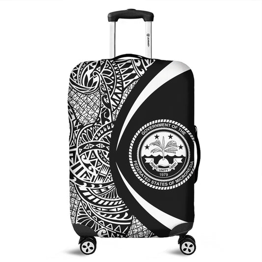 Federated States Of Micronesia Luggage Cover Lauhala Gold Circle Style