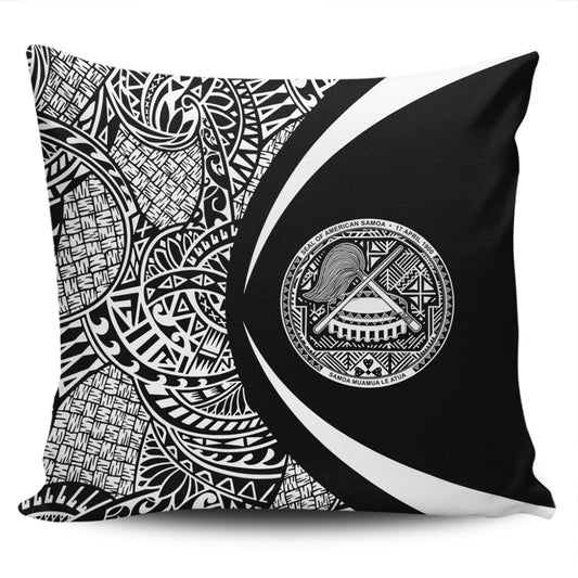 American Samoa Pillow Cover Lauhala White Circle Style