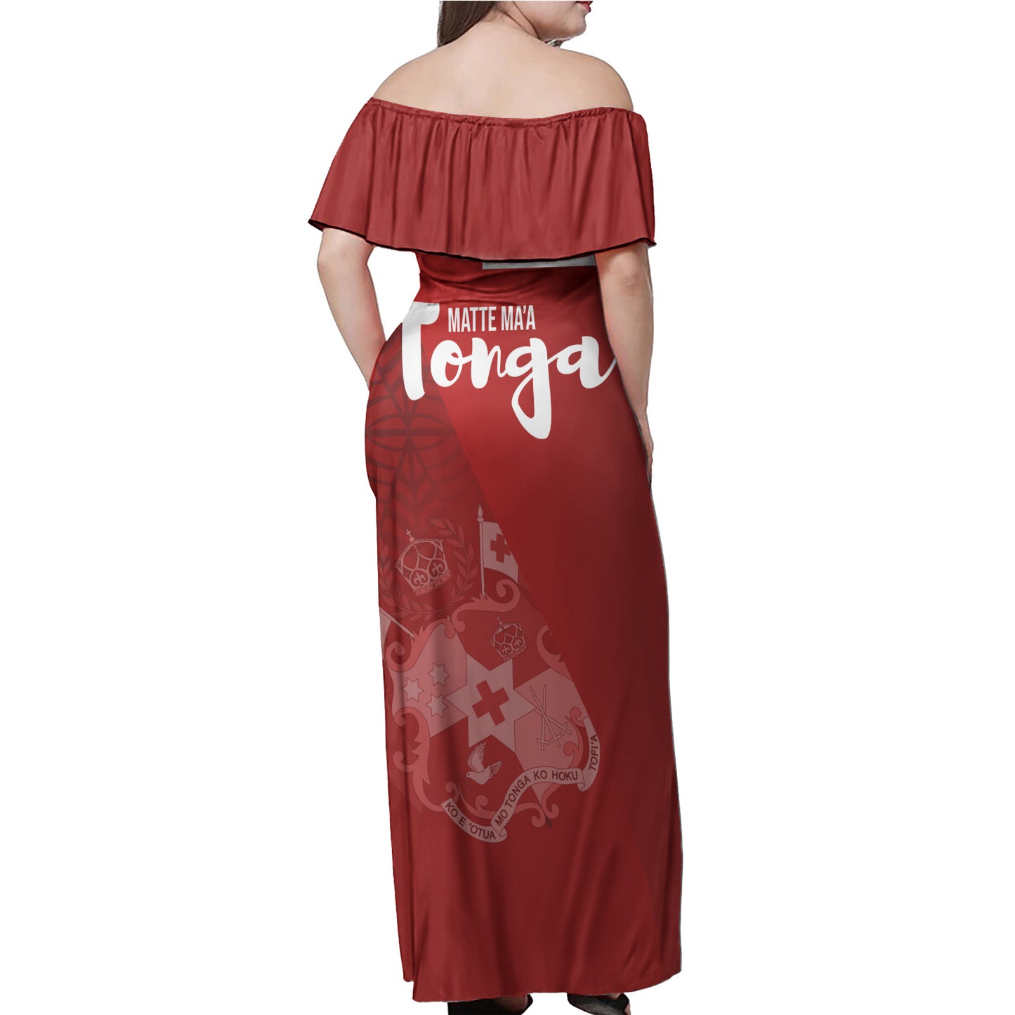 Tonga Women Off Shoulder Long Dress - National Day Tonga Coat Of Arms Polynesian