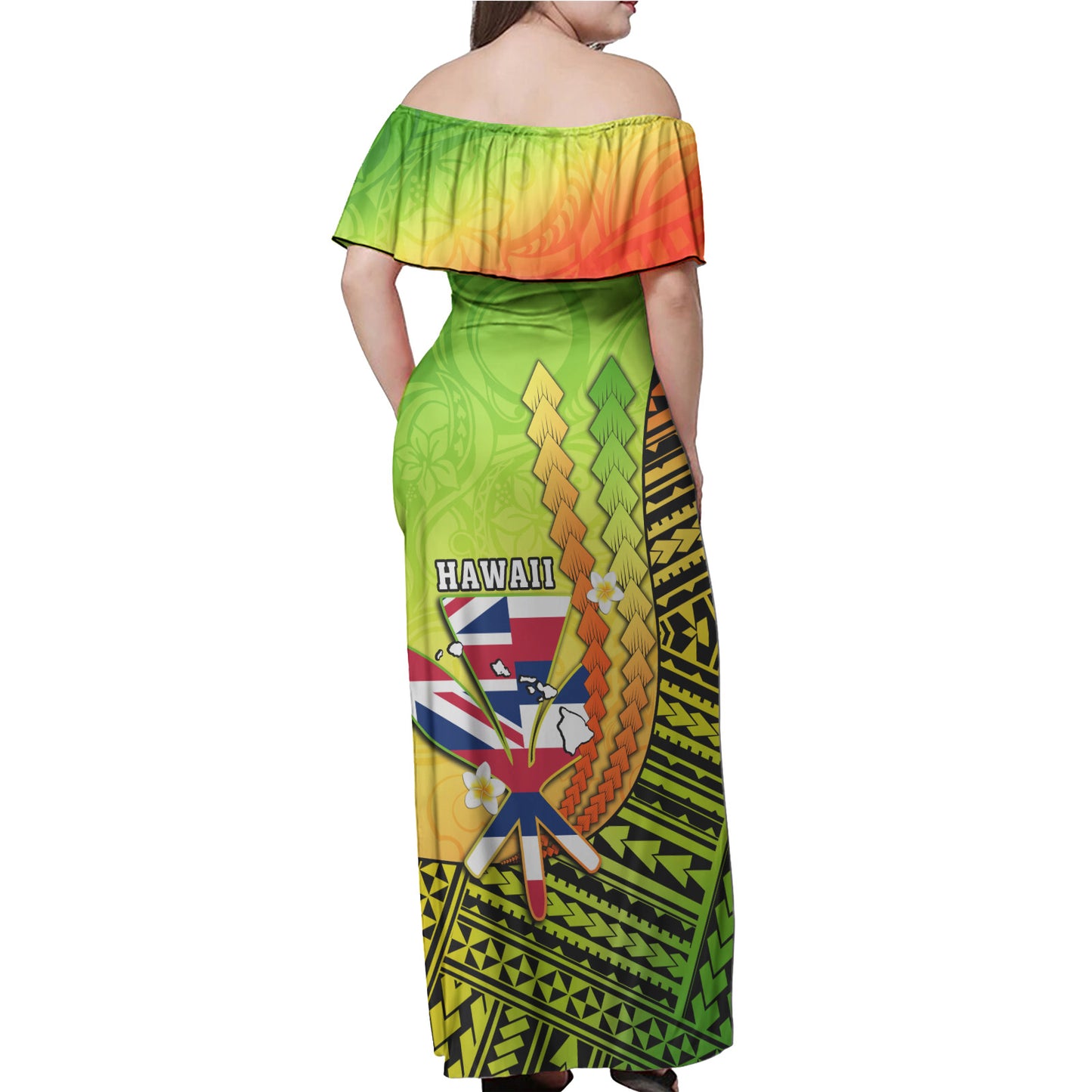 Hawaii Polynesian Woman Off Shoulder Long Dress - Hawaii Independence Day Polynesian Cullture