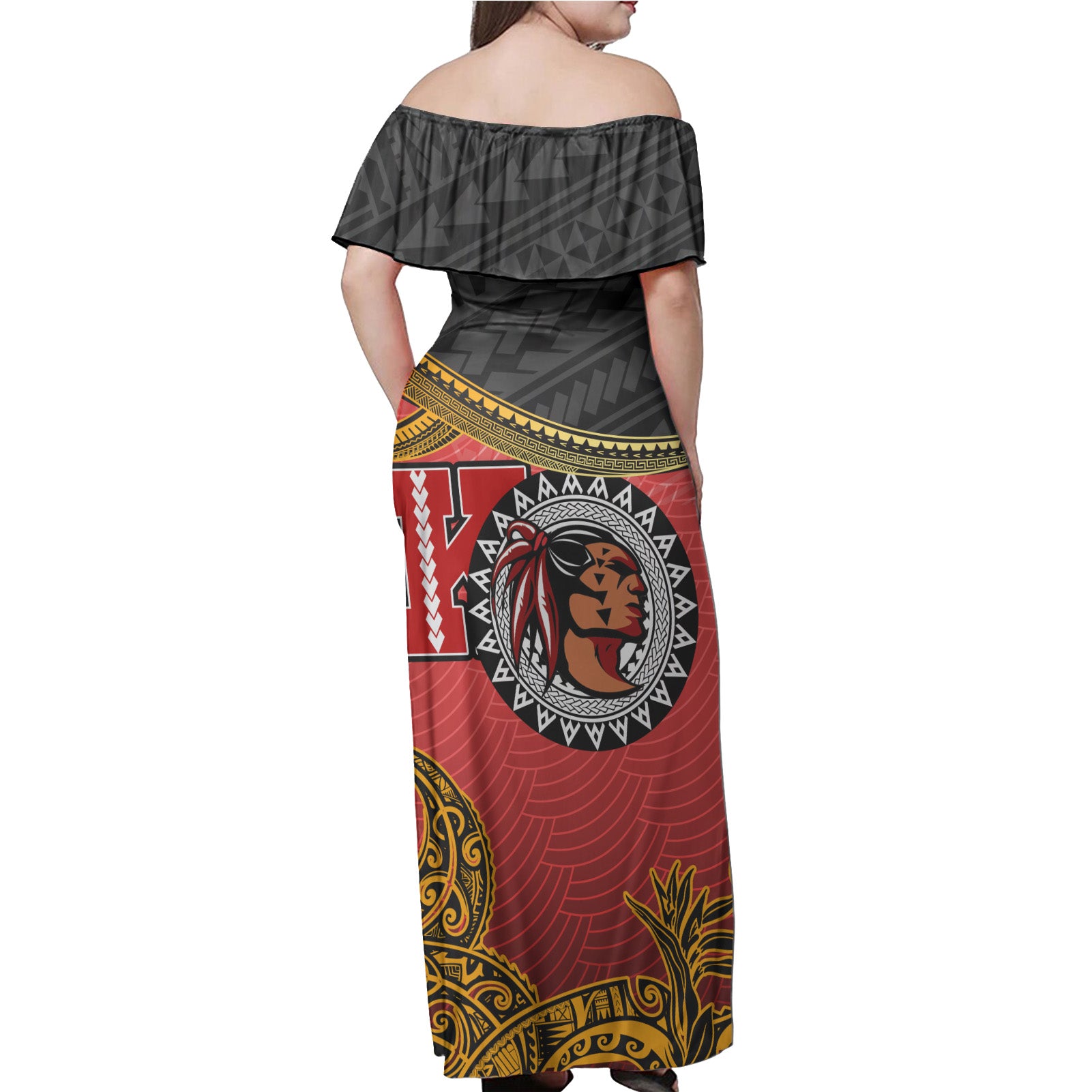 Hawaii High School Woman Off Shoulder Long Dress - Kahuku High School