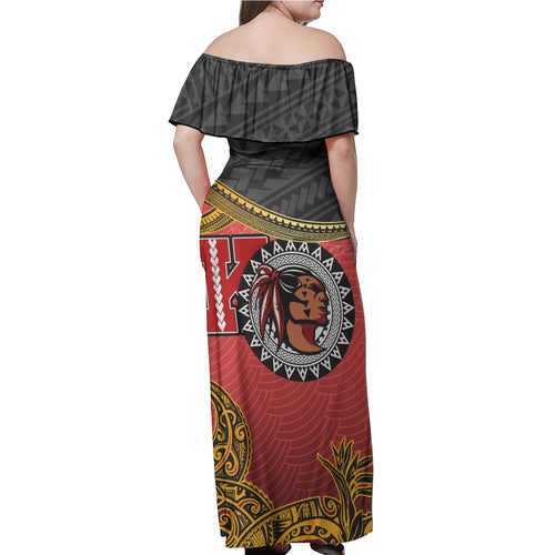Hawaii High School Woman Off Shoulder Long Dress - Kahuku High School