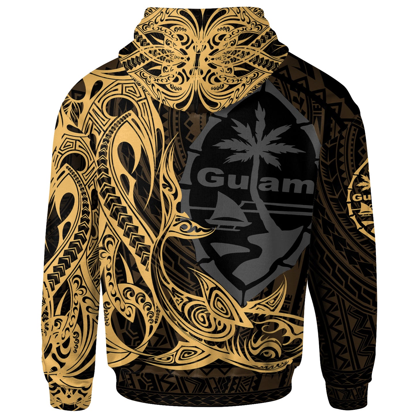 Guam Hoodie - Guam Seal With Shark Gold Color