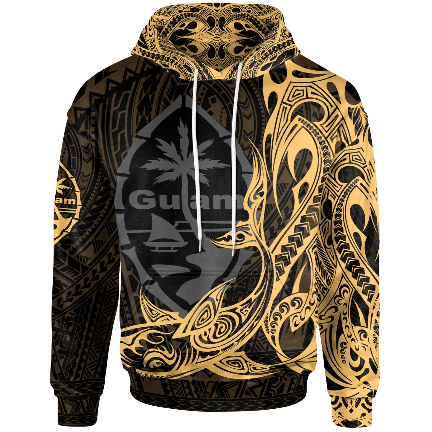 Guam Hoodie - Guam Seal With Shark Gold Color