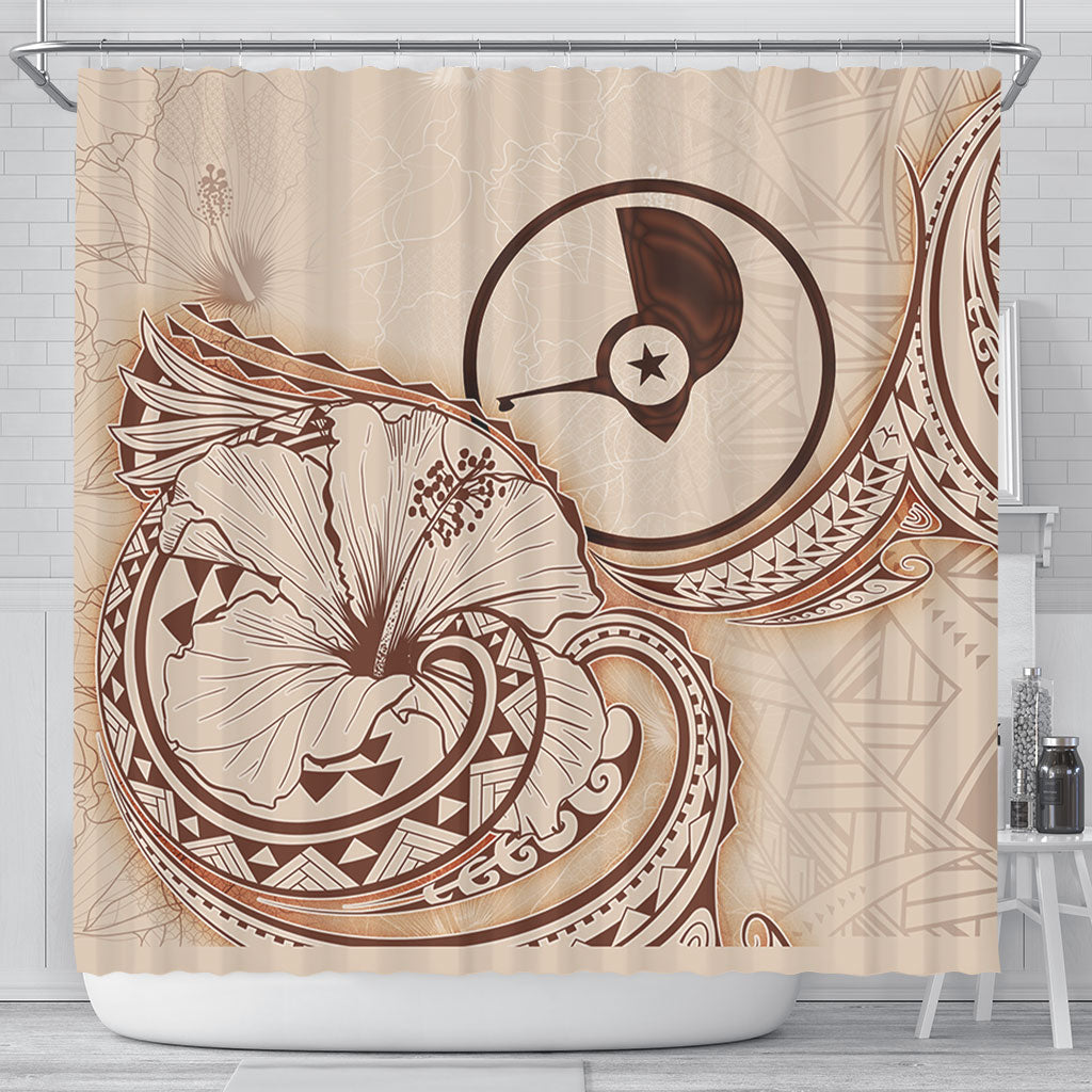 Yap State Shower Curtain Hibiscus Flower Vintage Style