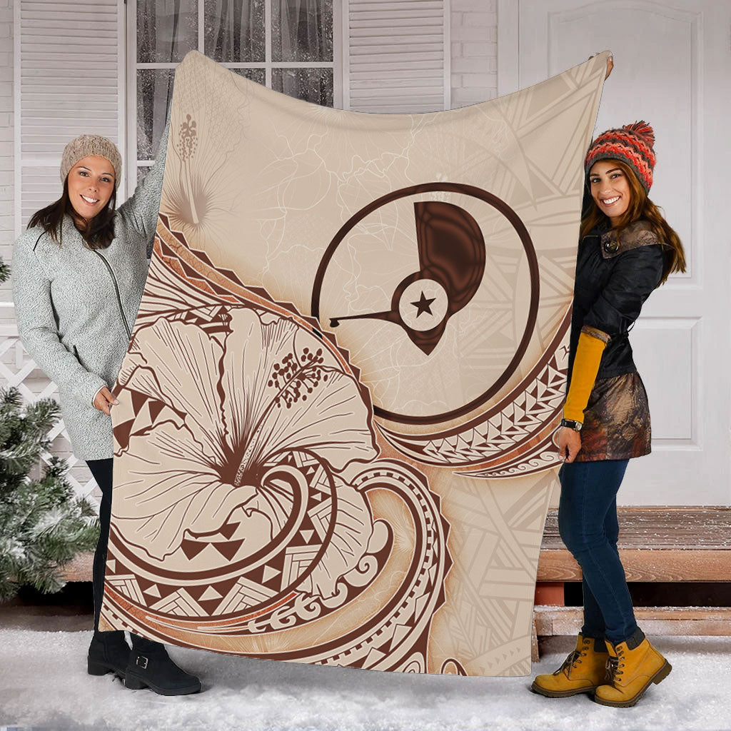 Yap State Premium Blanket Hibiscus Flower Vintage Style