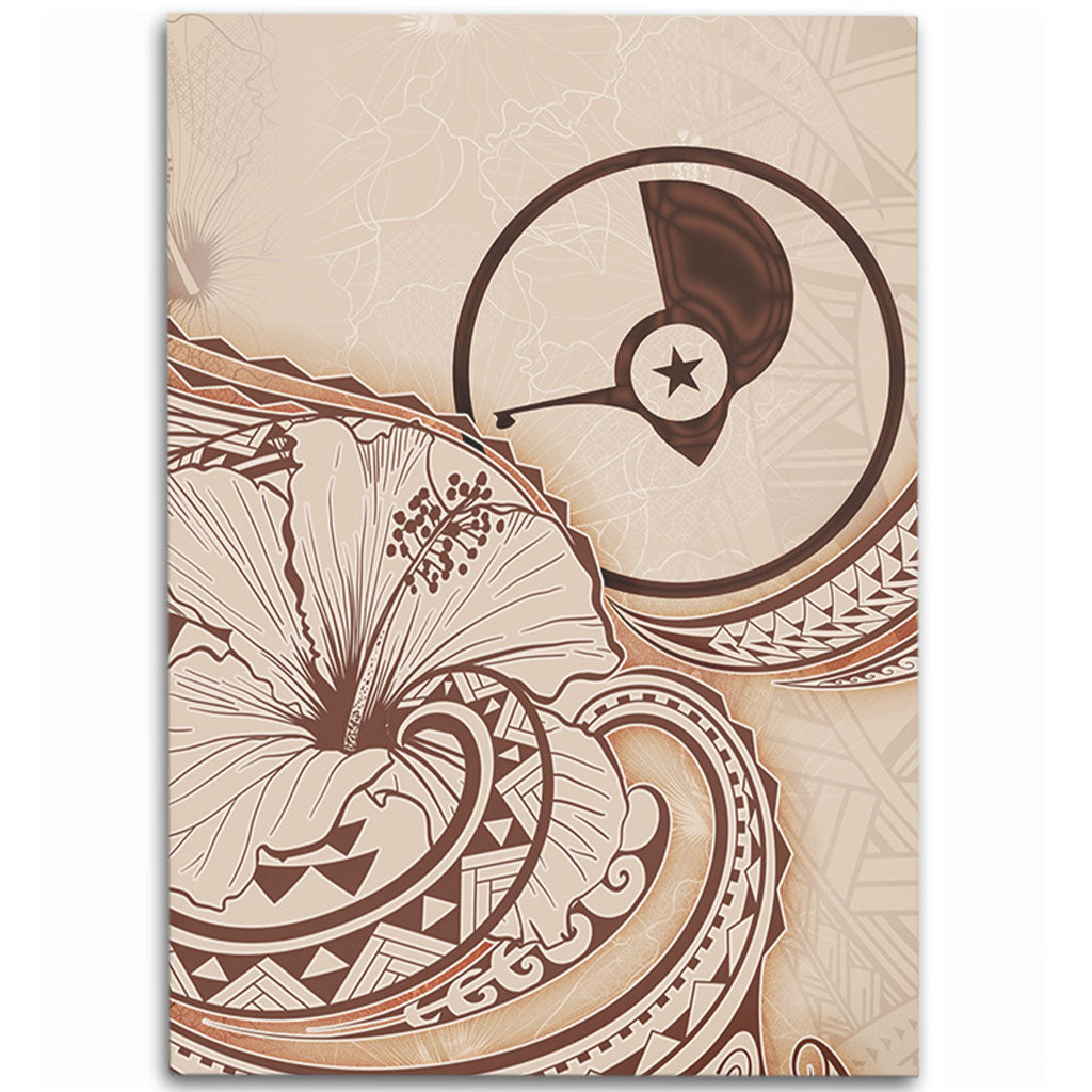 Yap State Area Rug Hibiscus Flower Vintage Style