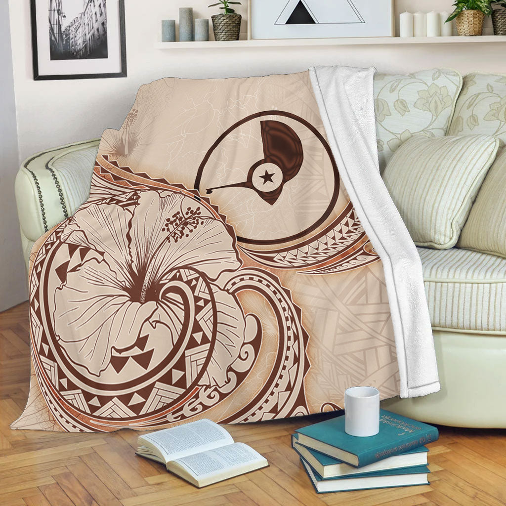 Yap State Premium Blanket Hibiscus Flower Vintage Style