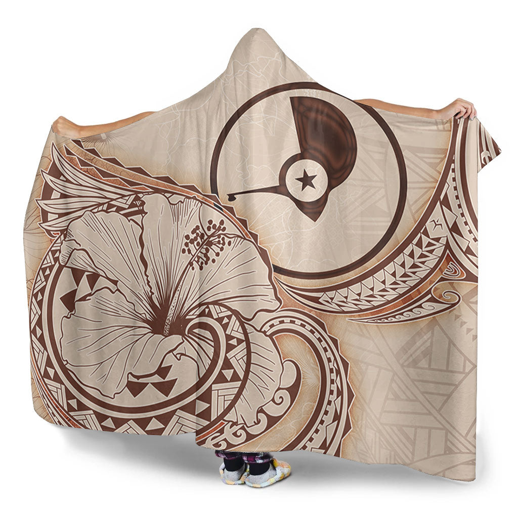 Yap State Hooded Blanket Hibiscus Flower Vintage Style