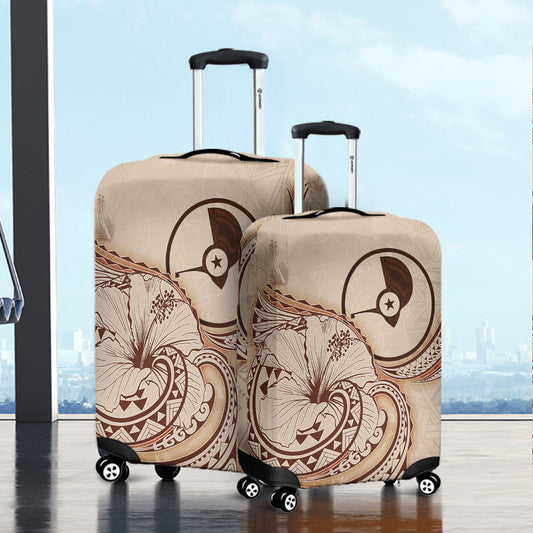 Yap State Luggage Cover Hibiscus Flower Vintage Style