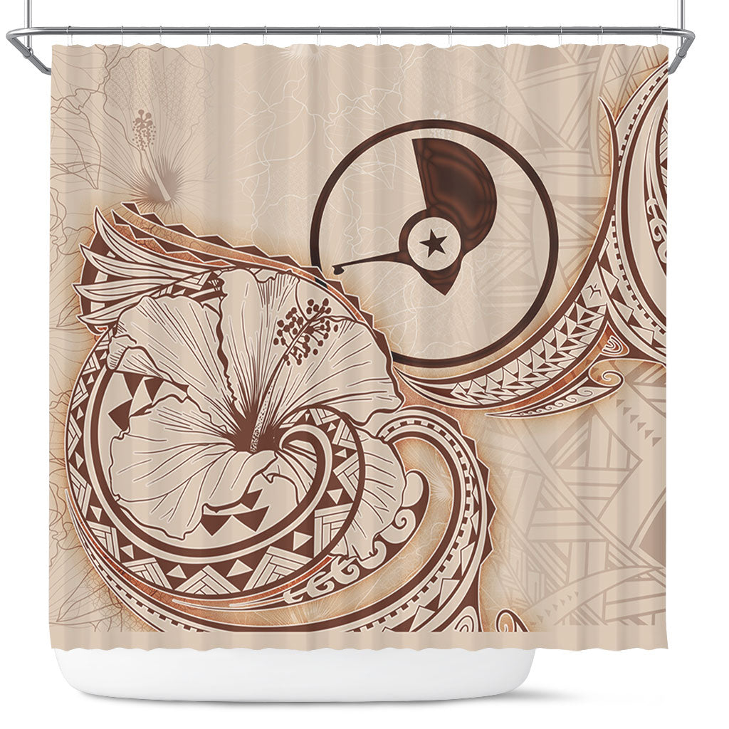 Yap State Shower Curtain Hibiscus Flower Vintage Style