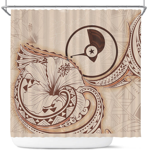 Yap State Shower Curtain Hibiscus Flower Vintage Style
