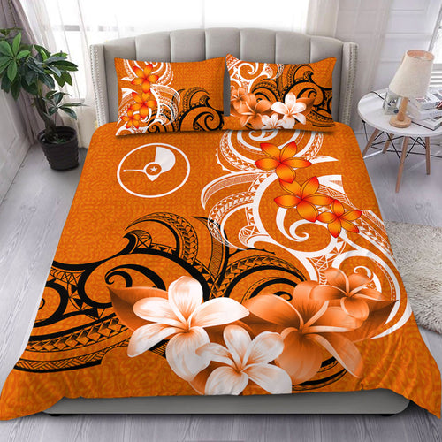 Yap State Bedding Set Polynesian Floral Spirit Orange