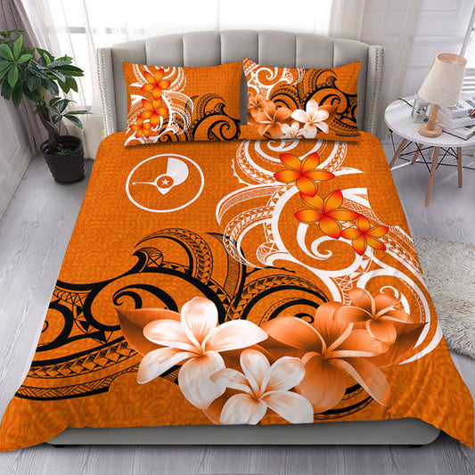 Yap State Bedding Set Polynesian Floral Spirit Orange