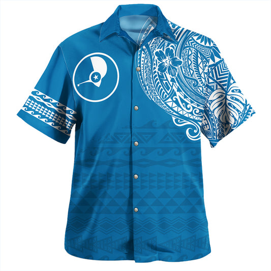 Nauru Hawaiian Shirt Flag Color With Traditional Patterns