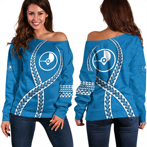 Yap State Off Shoulder Sweatshirt Tribal Polynesian In My Heart