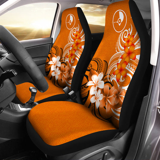 Yap State Car Seat Covers Polynesian Floral Spirit Orange