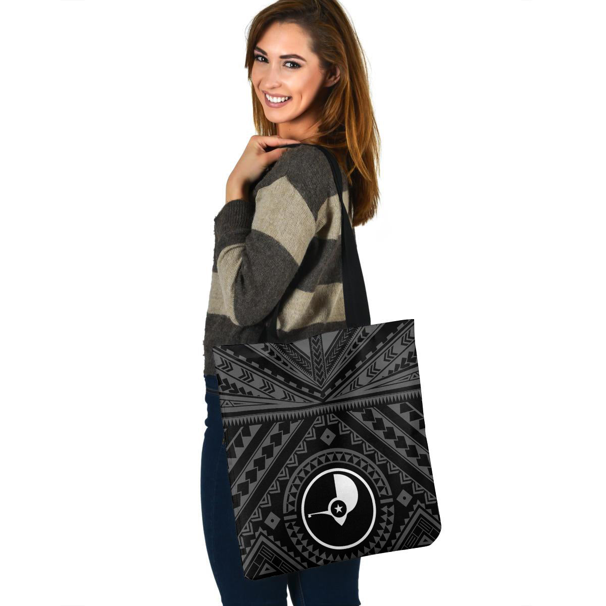 Yap Custom Personalised Tote Bag Polynesian Tattoo Style