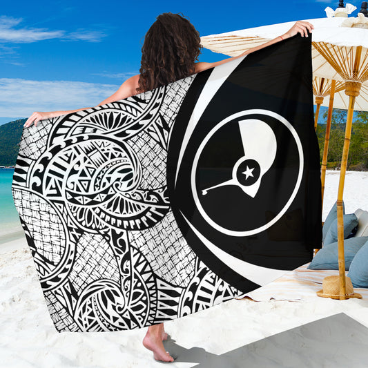 Yap State Sarong Coat Of Arm Lauhala Circle White