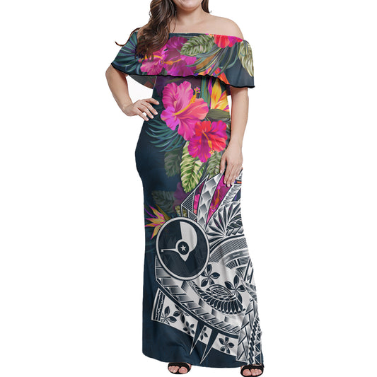 Yap State Off Shoulder Long Dress Polynesian Summer Vibes