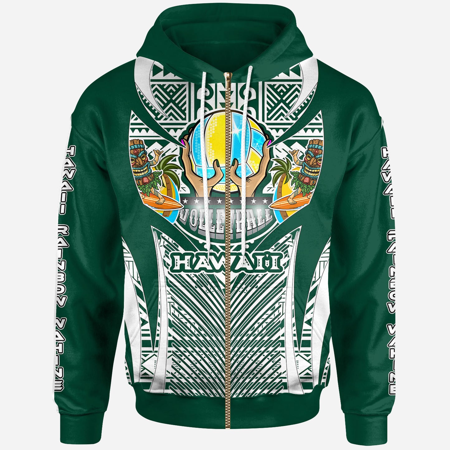 Hawaii Custom Hoodie - Hawaii Rainbow Wahine Volleyball Pride With Polynesian Culture Hoodie