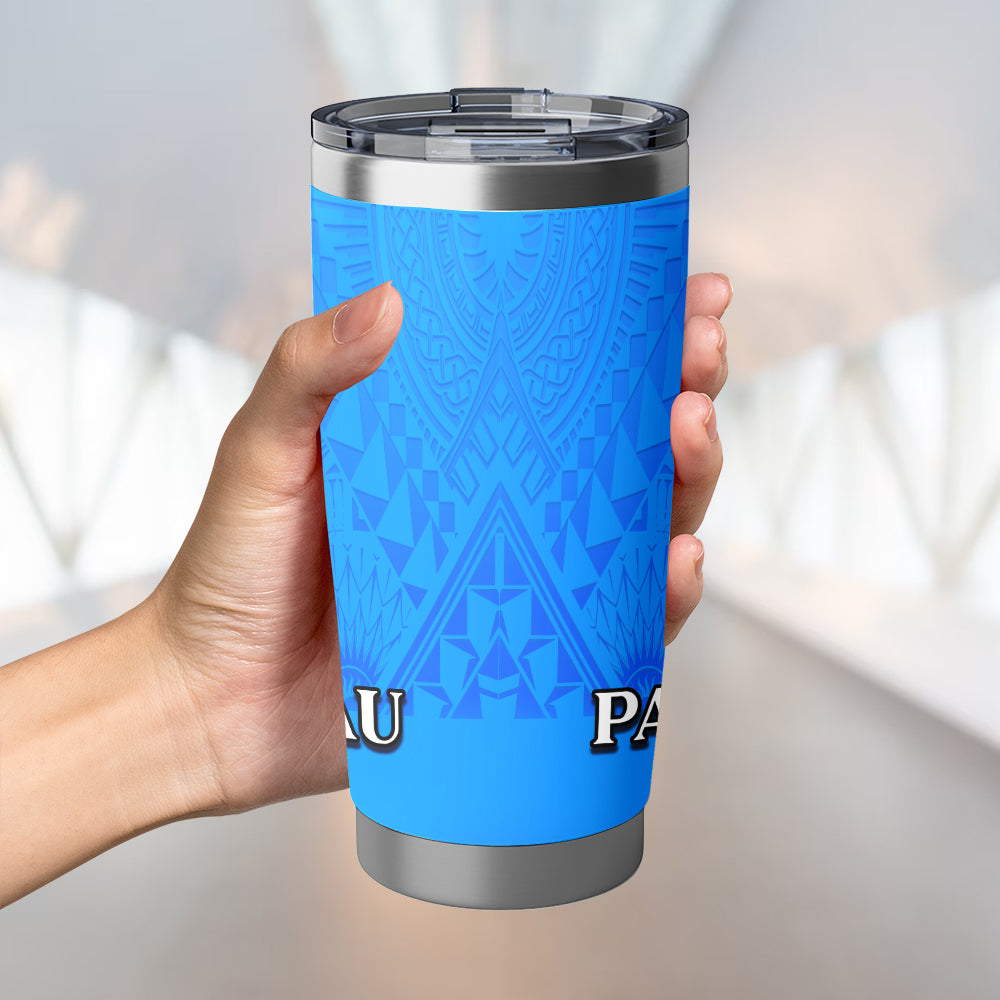 Palau Flag Color With Traditional Patterns Tumbler