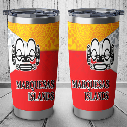 Marquesas Islands Flag Color With Traditional Patterns Tumbler