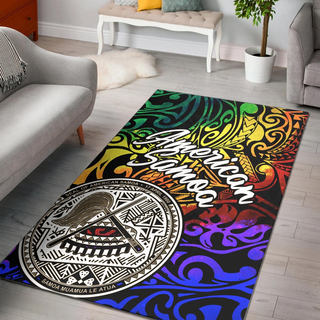 American Samoa Area Rug - Rainbow Polynesian Pattern