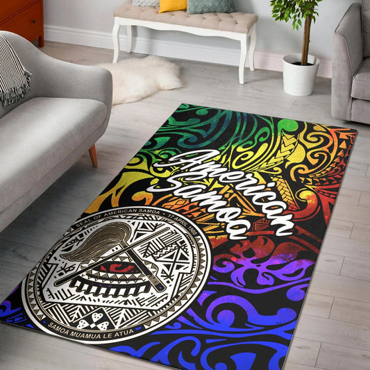 American Samoa Area Rug - Rainbow Polynesian Pattern