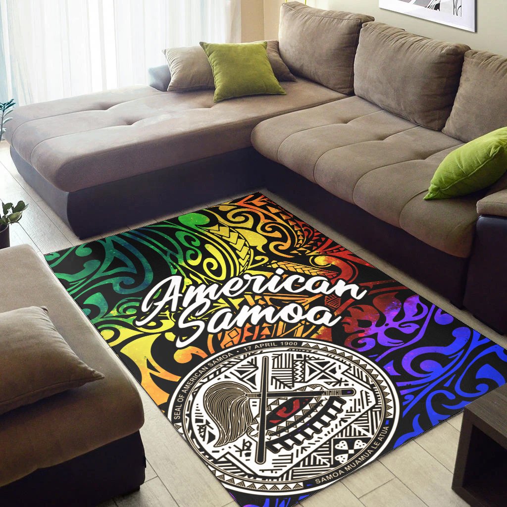 American Samoa Area Rug - Rainbow Polynesian Pattern