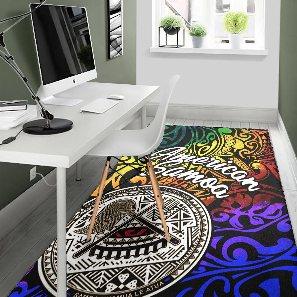 American Samoa Area Rug - Rainbow Polynesian Pattern