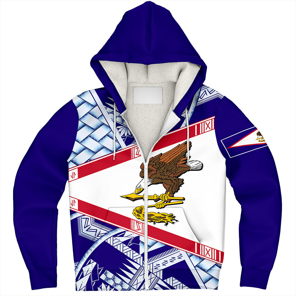 American Samoa Sherpa Hoodie Flag Design With Pattern