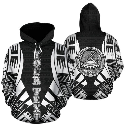 American Samoa All Over Custom Personalised Hoodie - Black Tattoo Style