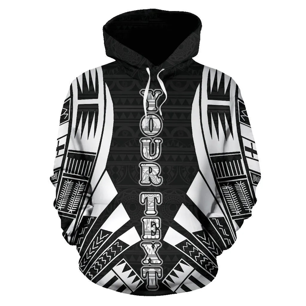 American Samoa All Over Custom Personalised Hoodie - Black Tattoo Style