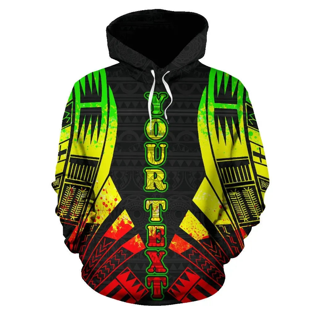 American Samoa All Over Custom Personalised Hoodie - Reggae Tattoo Style