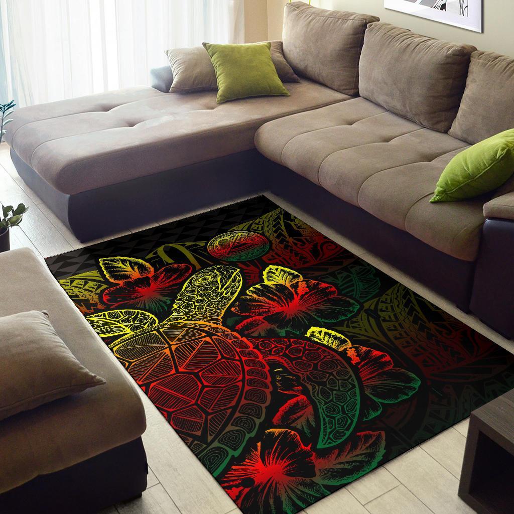 American Samoa Area Rugs Turtle Hibiscus Reggae