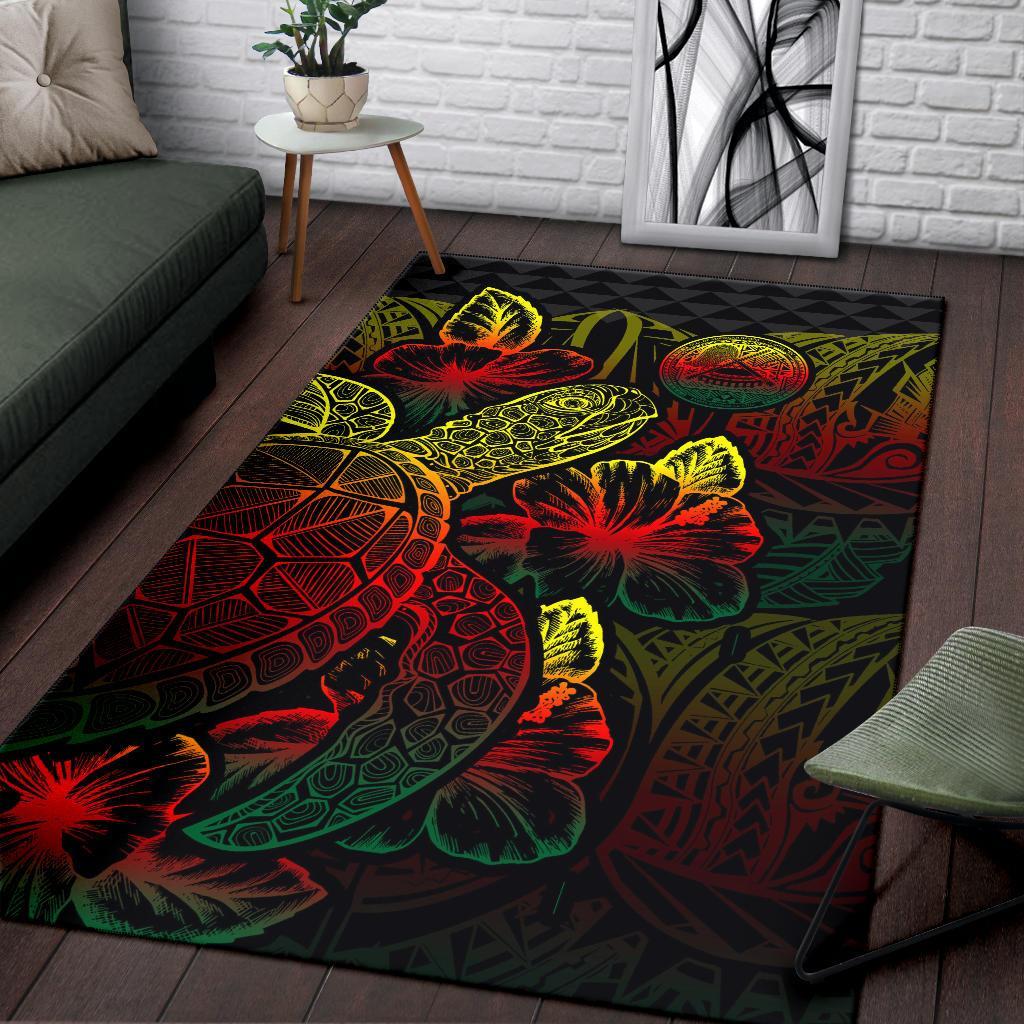 American Samoa Area Rugs Turtle Hibiscus Reggae