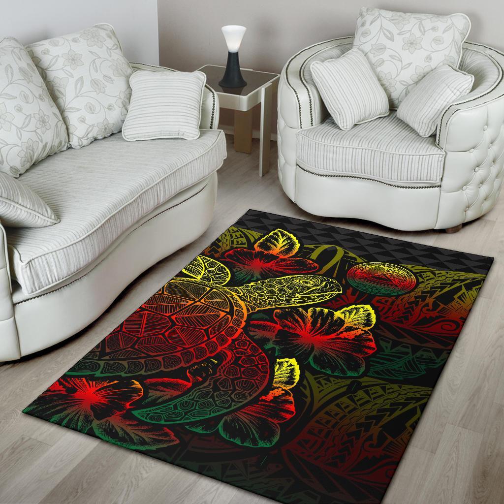 American Samoa Area Rugs Turtle Hibiscus Reggae