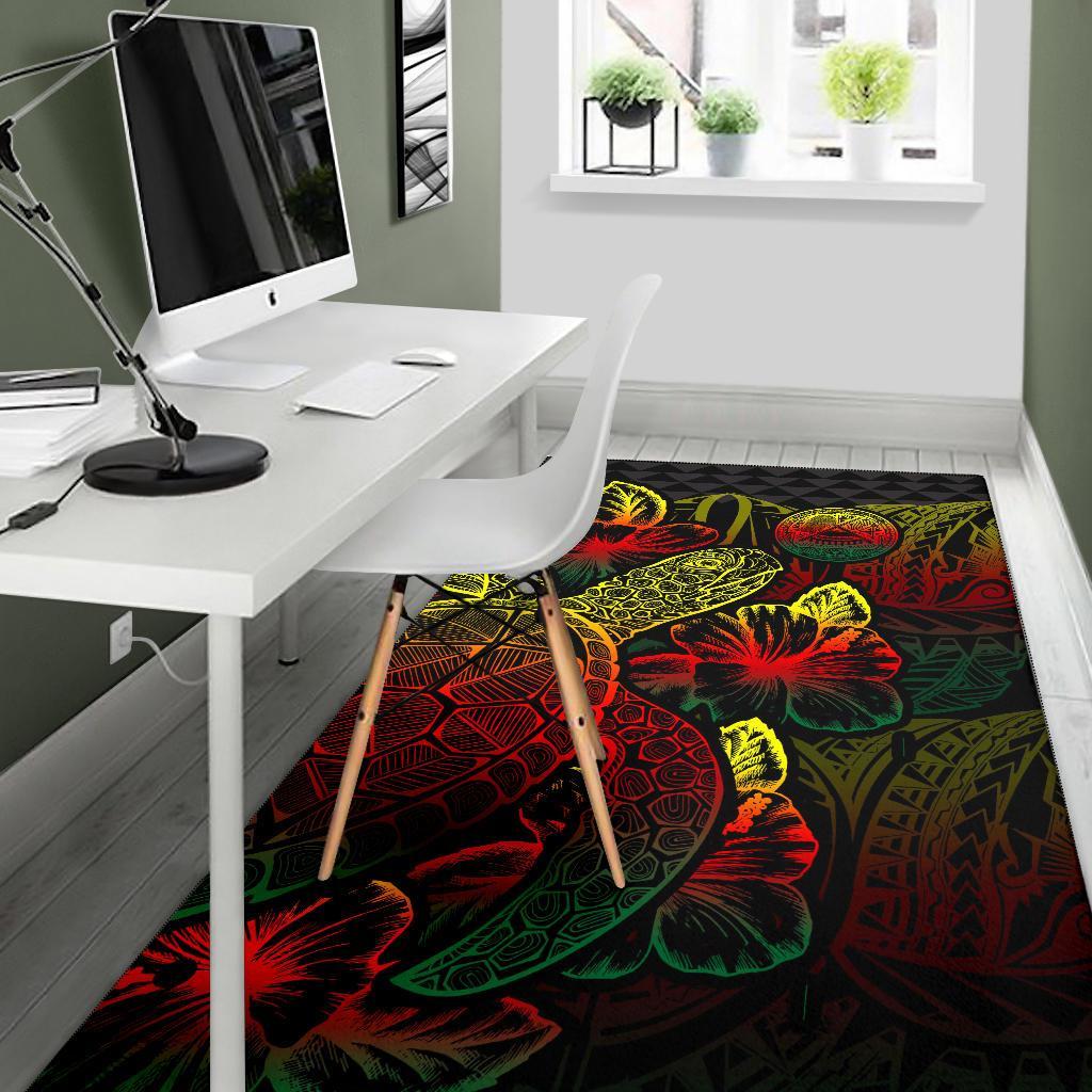 American Samoa Area Rugs Turtle Hibiscus Reggae