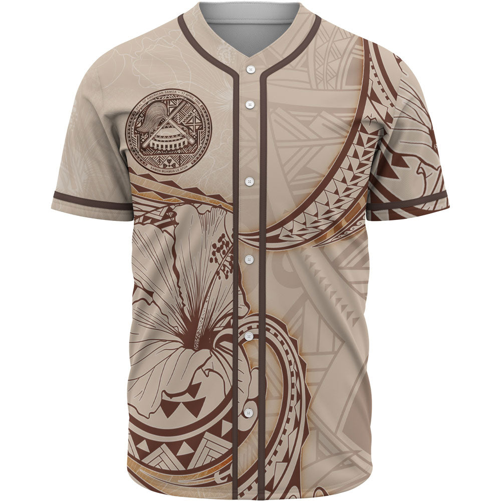American Samoa Baseball Shirt - Hibiscus Flowers Vintage Style