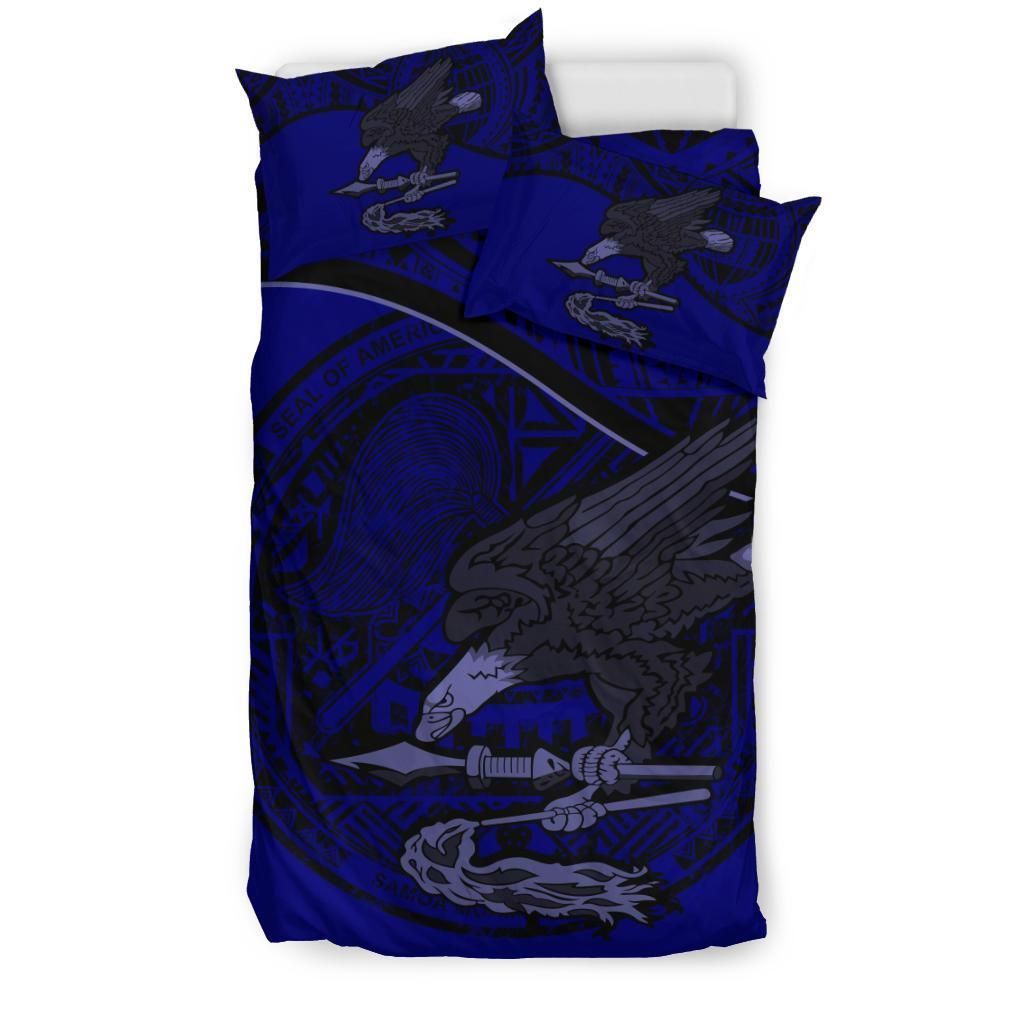 American Samoa Duvet Cover Set - American Samoa Seal & Flag Dark Blue